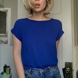 Blue shirt sleeve blouse